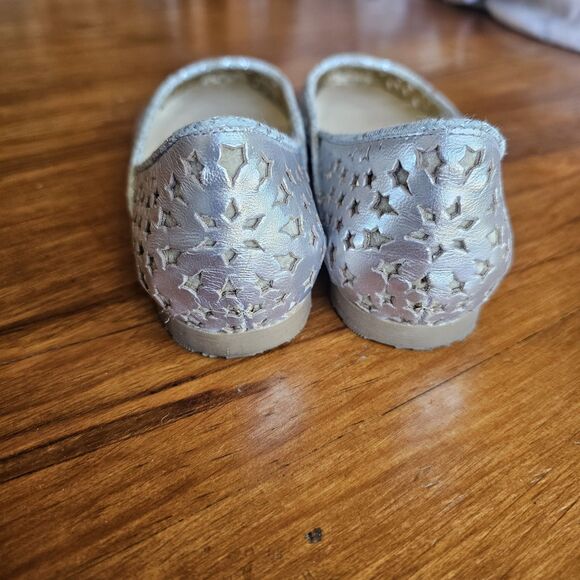 Jimmy Choo Metallic Silver Leather Flats Star Laser Cutout Napa Ballet EU 37.5 - Picture 3 of 8